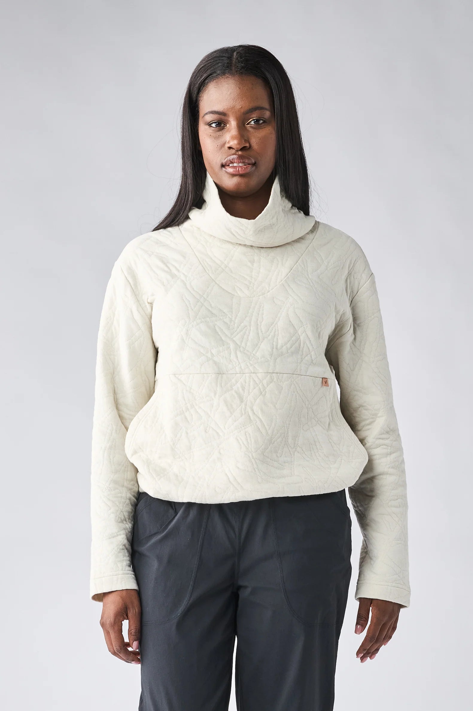 Relevo Cowl Neck Quilted Sweater