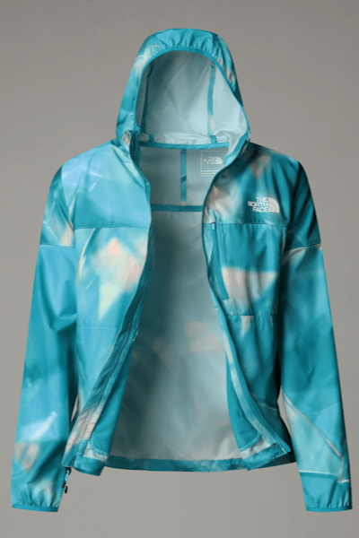 TNF W's Higher Run Wind Jacket: Galactic Blue Prism Print