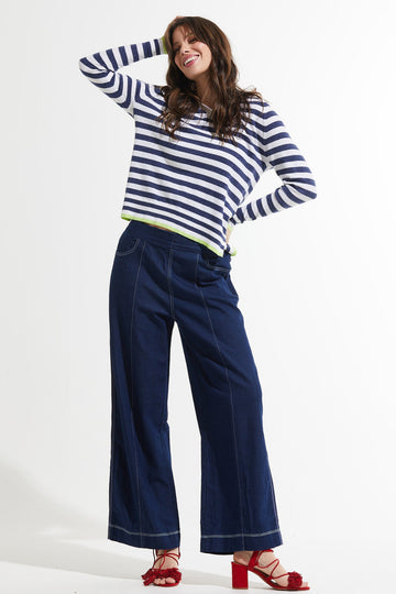 Z&P Striped Cotton Cashmere V-Neck Sweater