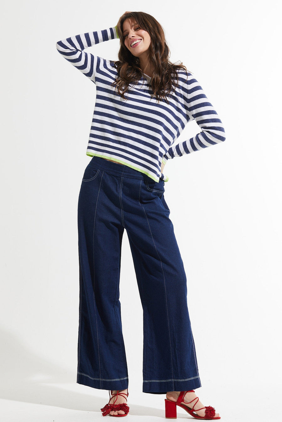 Z&P Striped Cotton Cashmere V-Neck Sweater