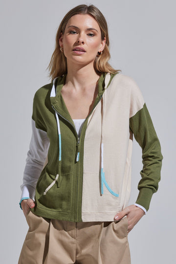 Z&P Cotton and Cashmere B Cardi Zippered Cardigan Sweater