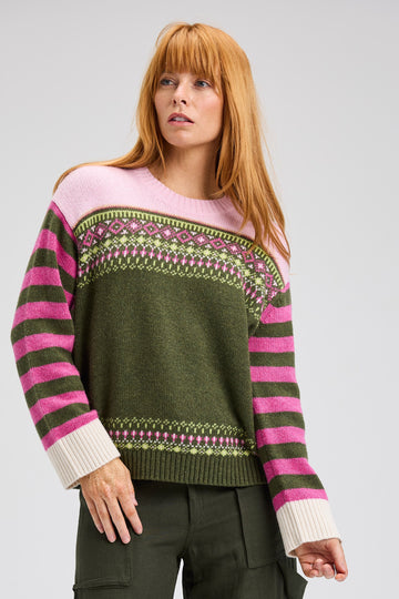 Z&P Fairisle Sweater: Olive Mix