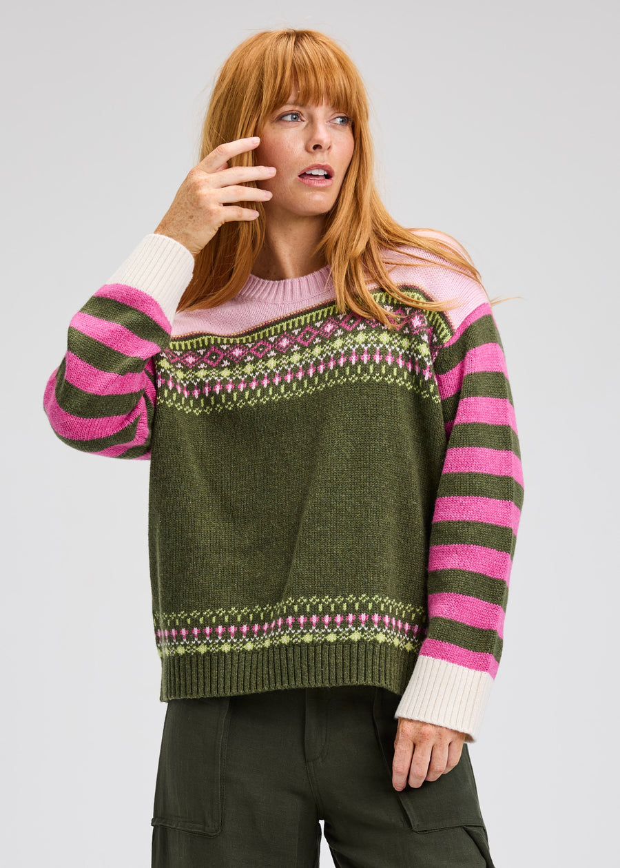 Z&P Fairisle Sweater: Olive Mix