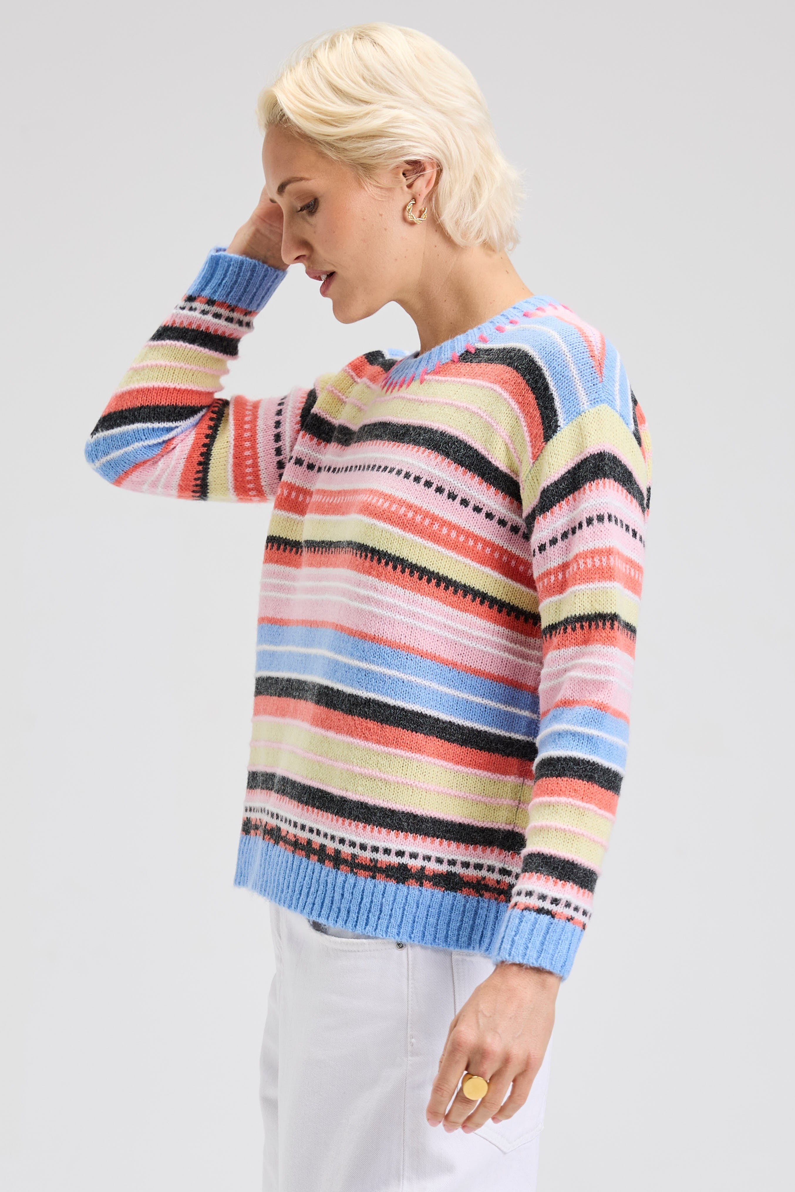 Z&P Mohair Stripe Sweater: Blue