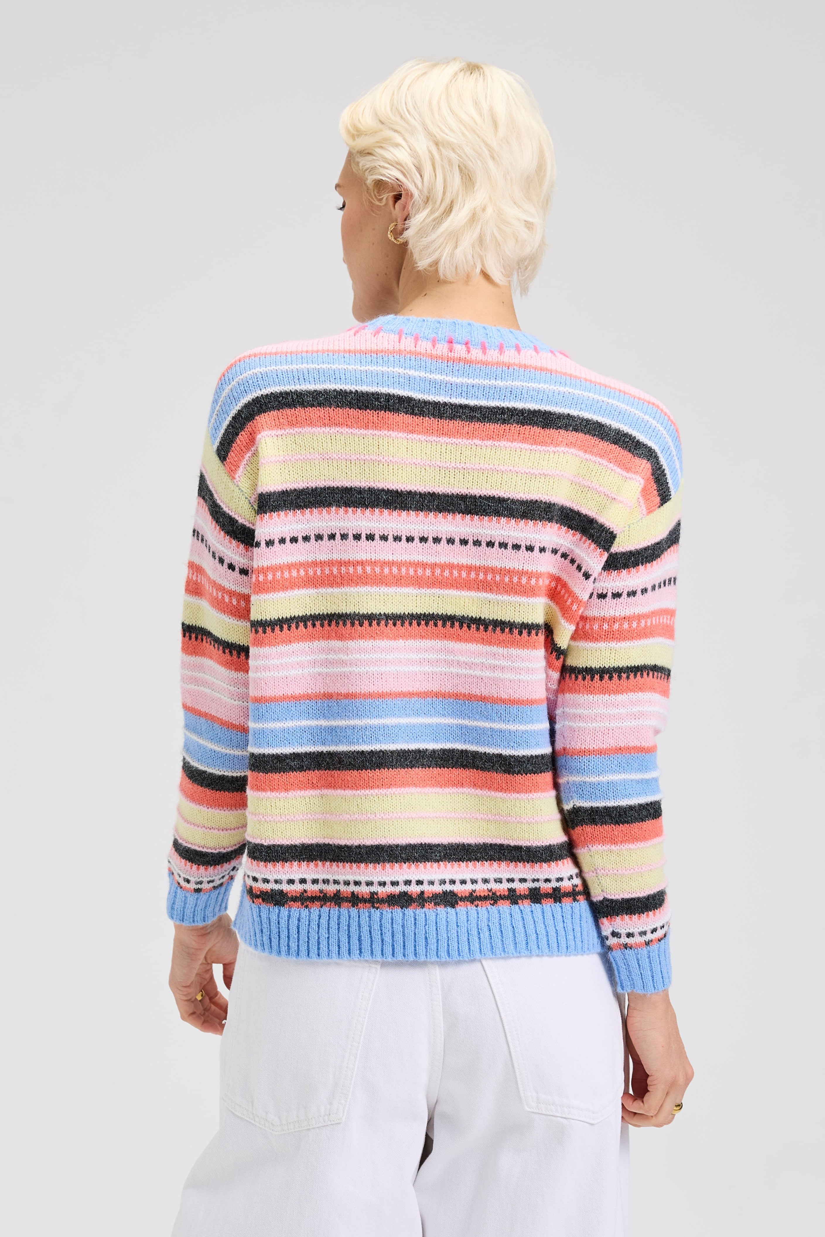 Z&P Mohair Stripe Sweater: Blue