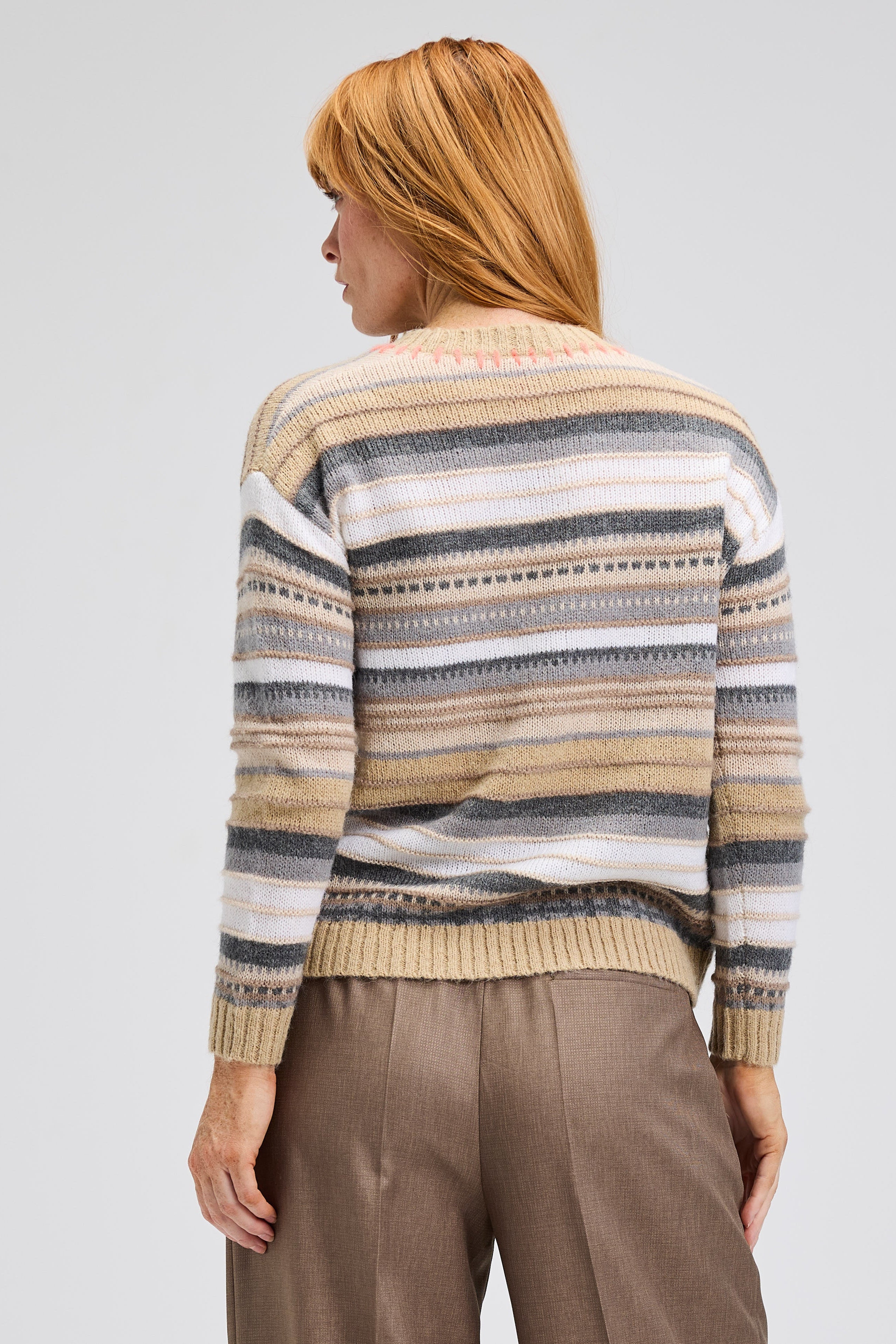 Z&P Mohair Stripe Sweater: Oatmeal