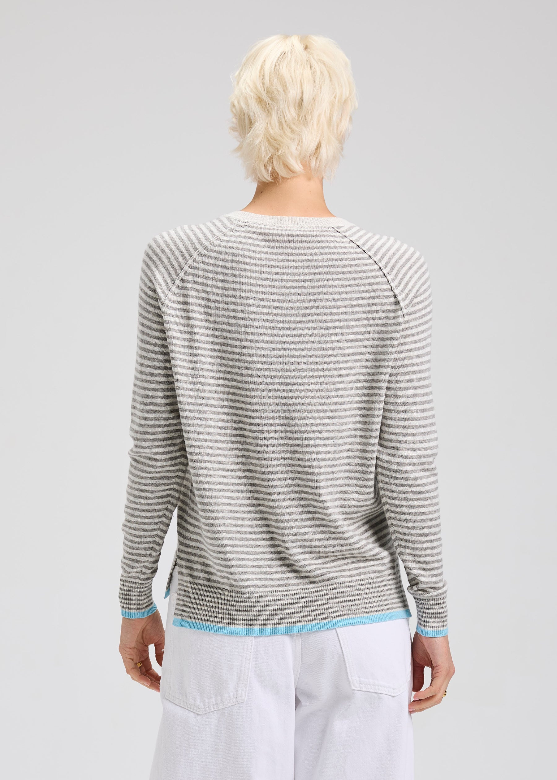 Z&P Light Marl Striped Crew Neck Sweater