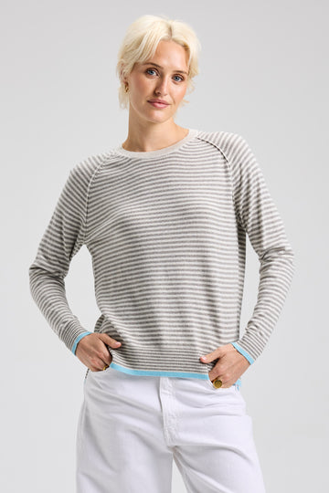 Z&P Light Marl Striped Crew Neck Sweater