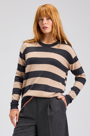 Z&P Multi Stripe Crew: Black