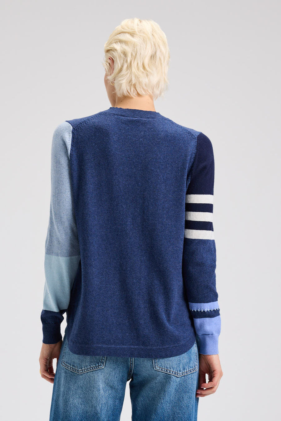 Z&P Spliced Cotton & Cashmere Sweater: Denim