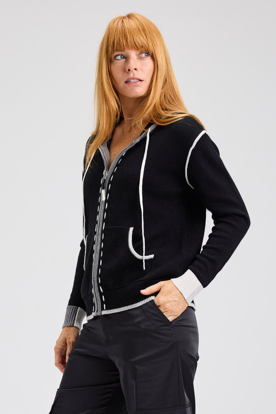 Z&P Threaded Hoodie Cardigan Sweater