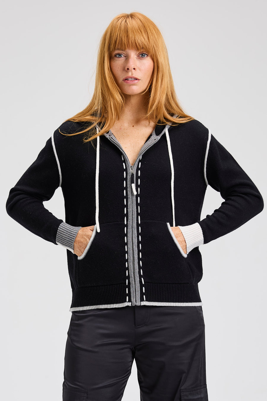 Z&P Threaded Hoodie Cardigan Sweater