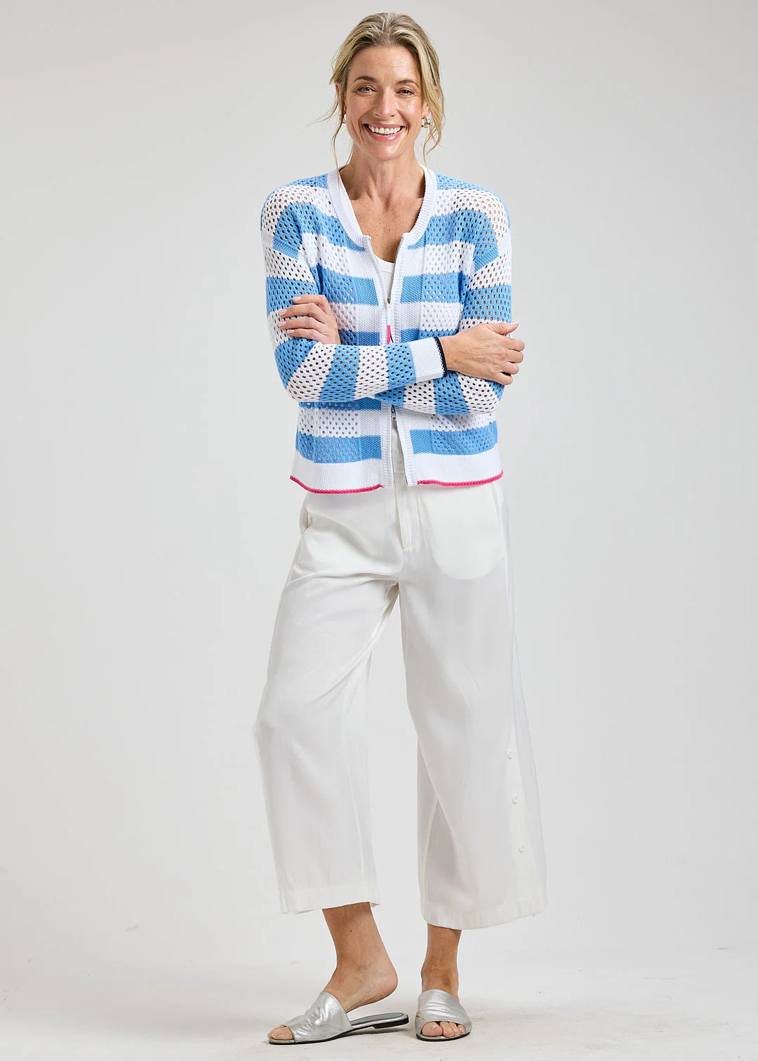 Z&P Pointelle Zip Cardi Sweater