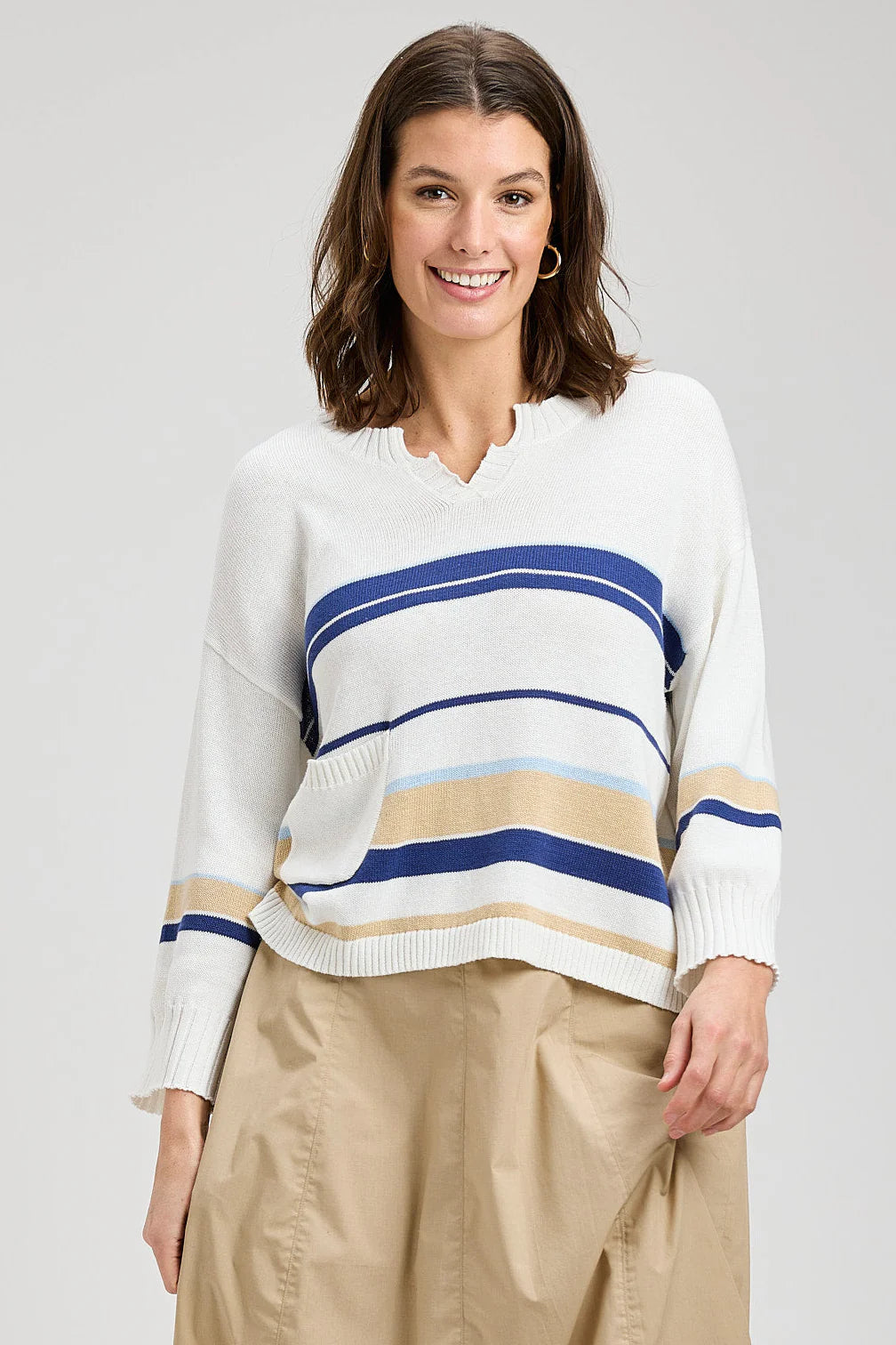 Z&P Cotton Stripe Crop Sweater