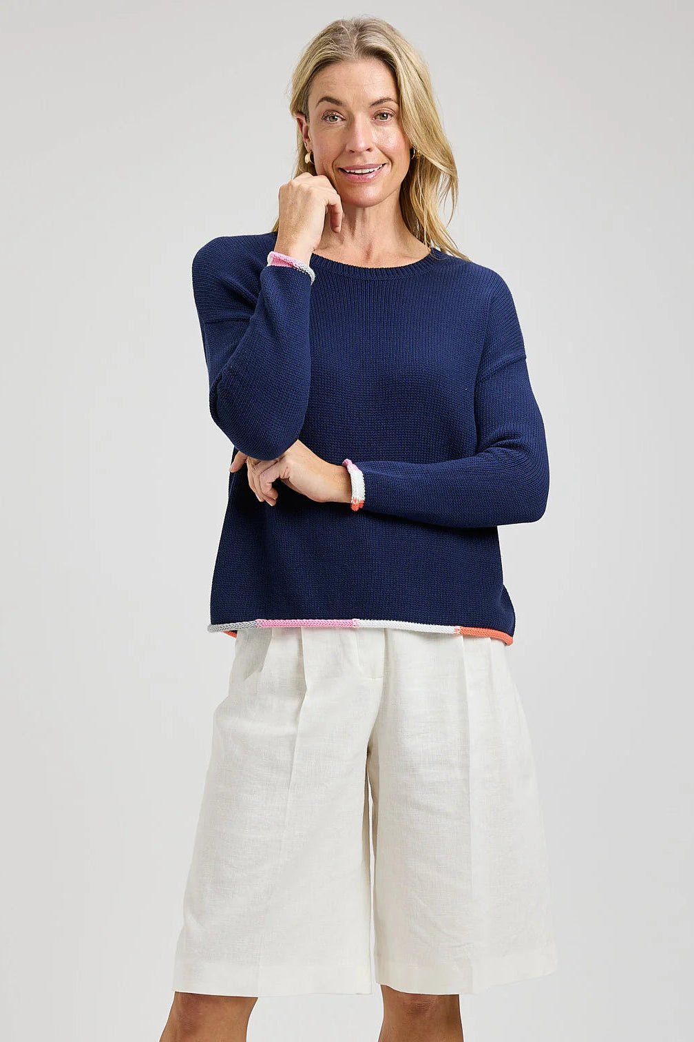 Z&P Cotton Bottom Detail Sweater