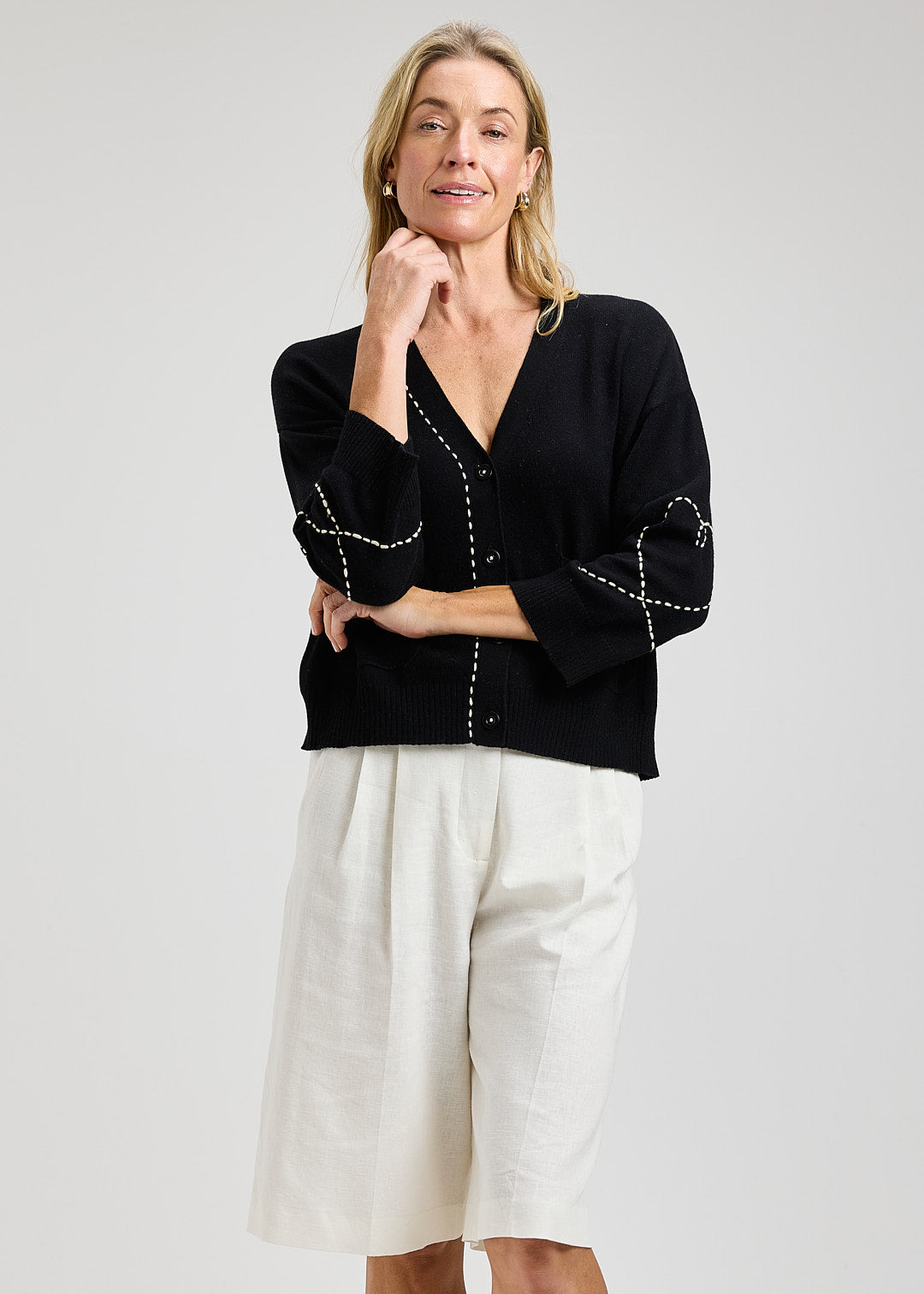 Z&P Delicate Hearts Cotton Cashmere Blend Cardigan Sweater