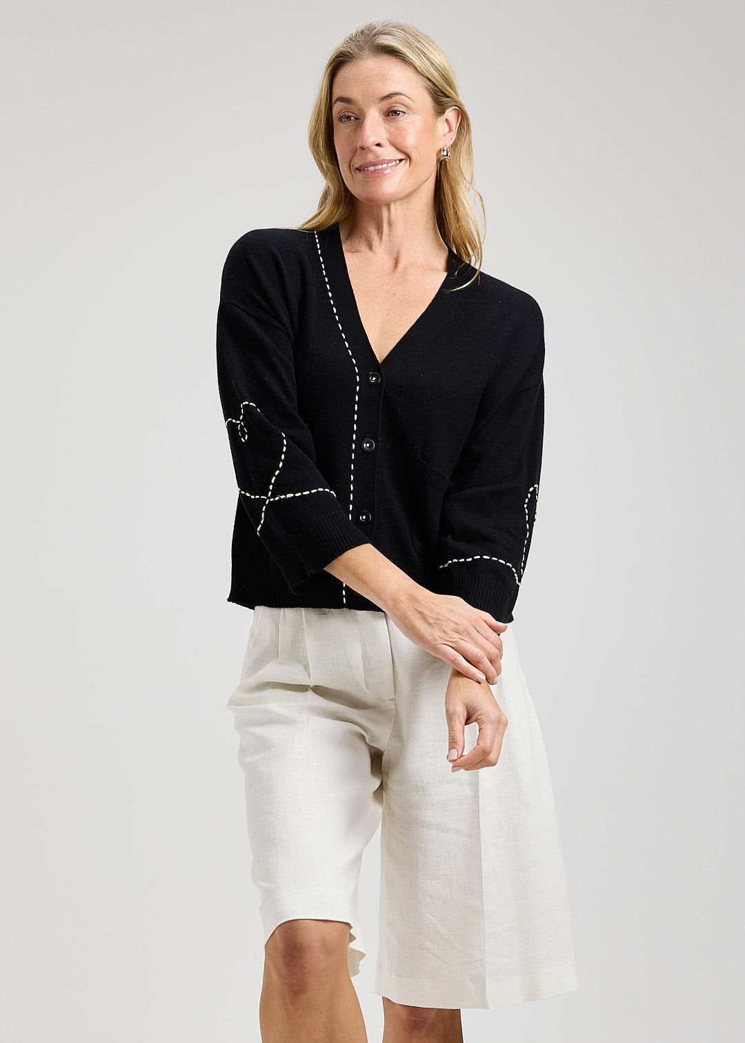 Z&P Delicate Hearts Cotton Cashmere Blend Cardigan Sweater