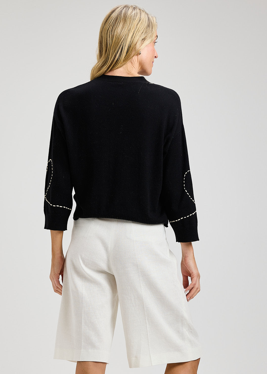 Z&P Delicate Hearts Cotton Cashmere Blend Cardigan Sweater