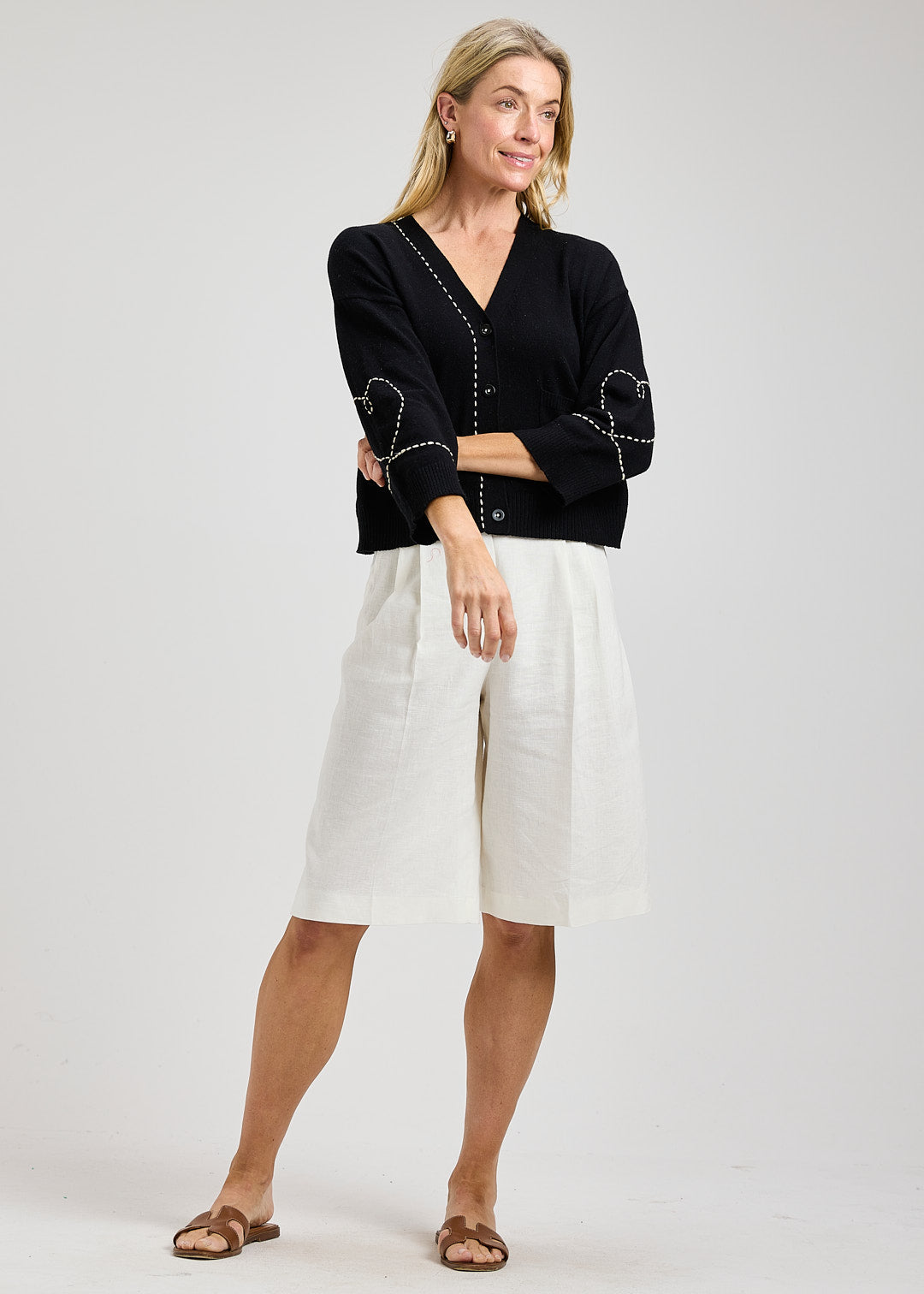 Z&P Delicate Hearts Cotton Cashmere Blend Cardigan Sweater