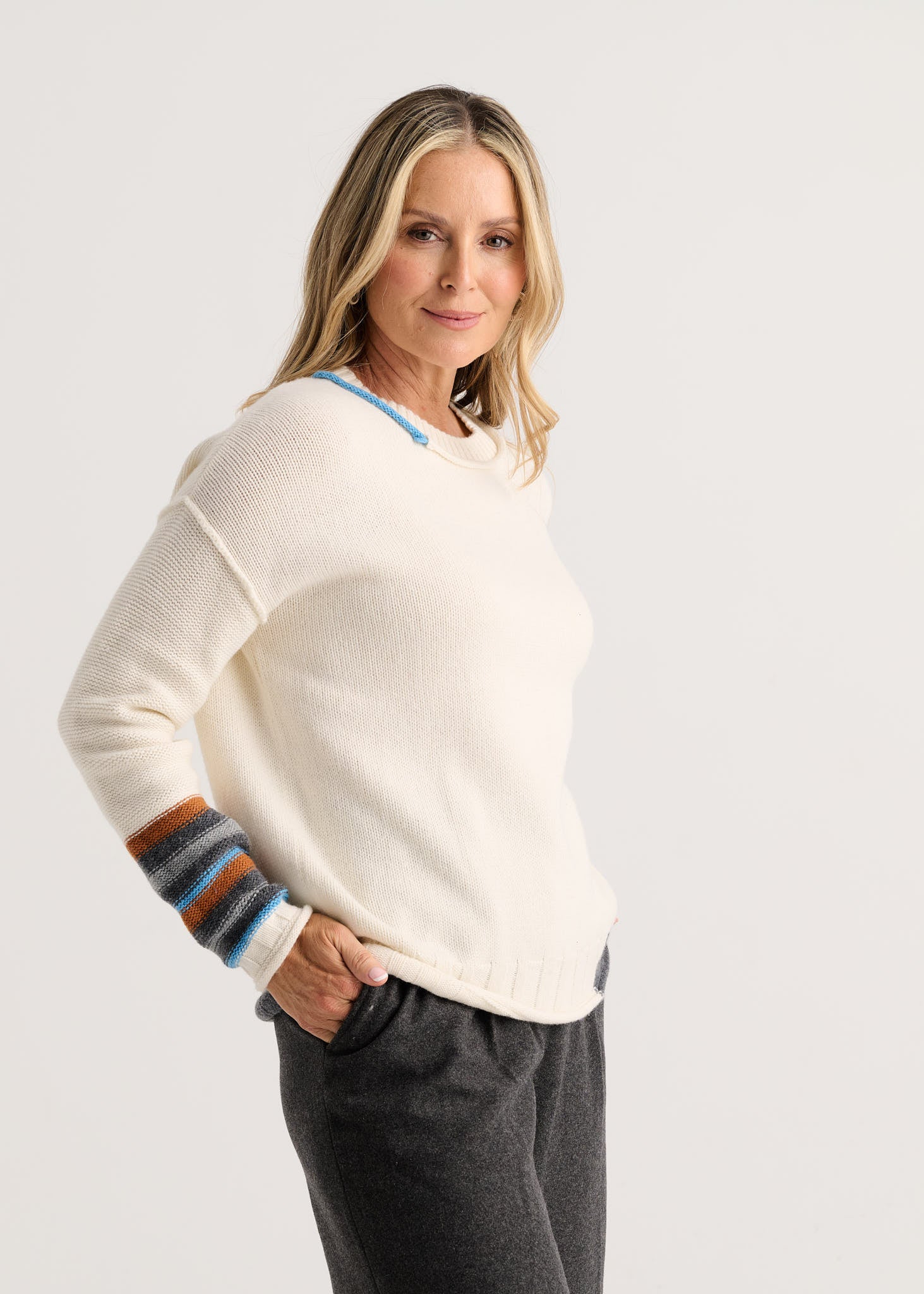 Z&P Styled Edges Crew Neck Sweater