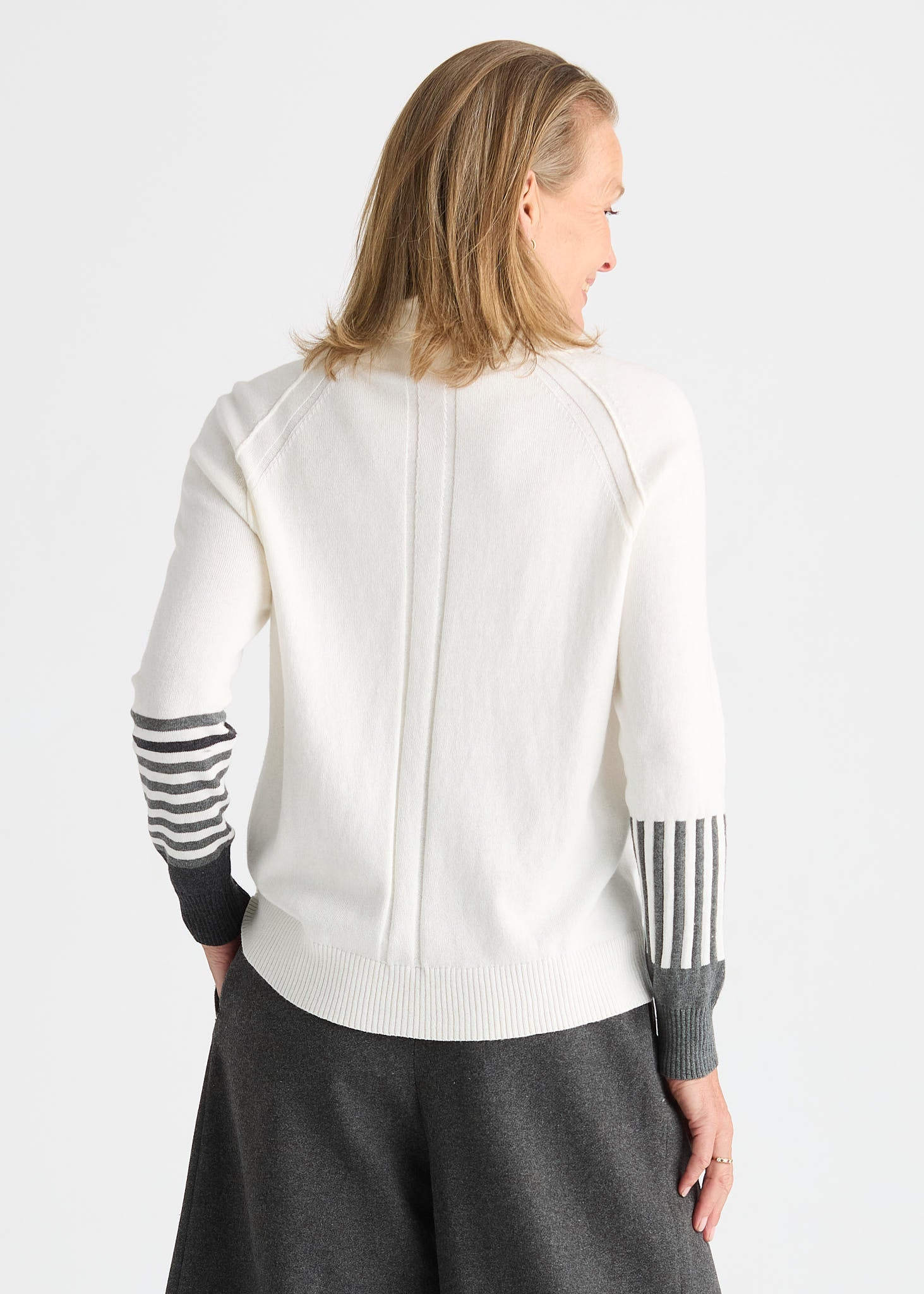 Z&P Drawcord Cotton Cashmere Sweater- White