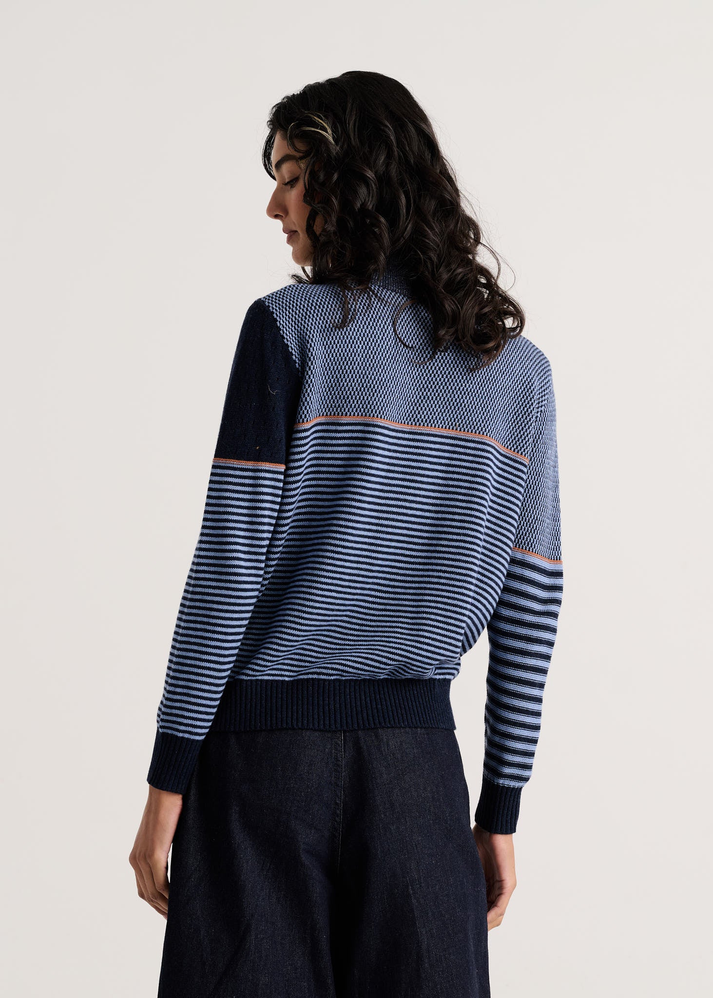 Z&P Dark Denim Knit Zip Up Cardigan Sweater