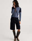 Z&P Dark Denim Knit Zip Up Cardigan Sweater
