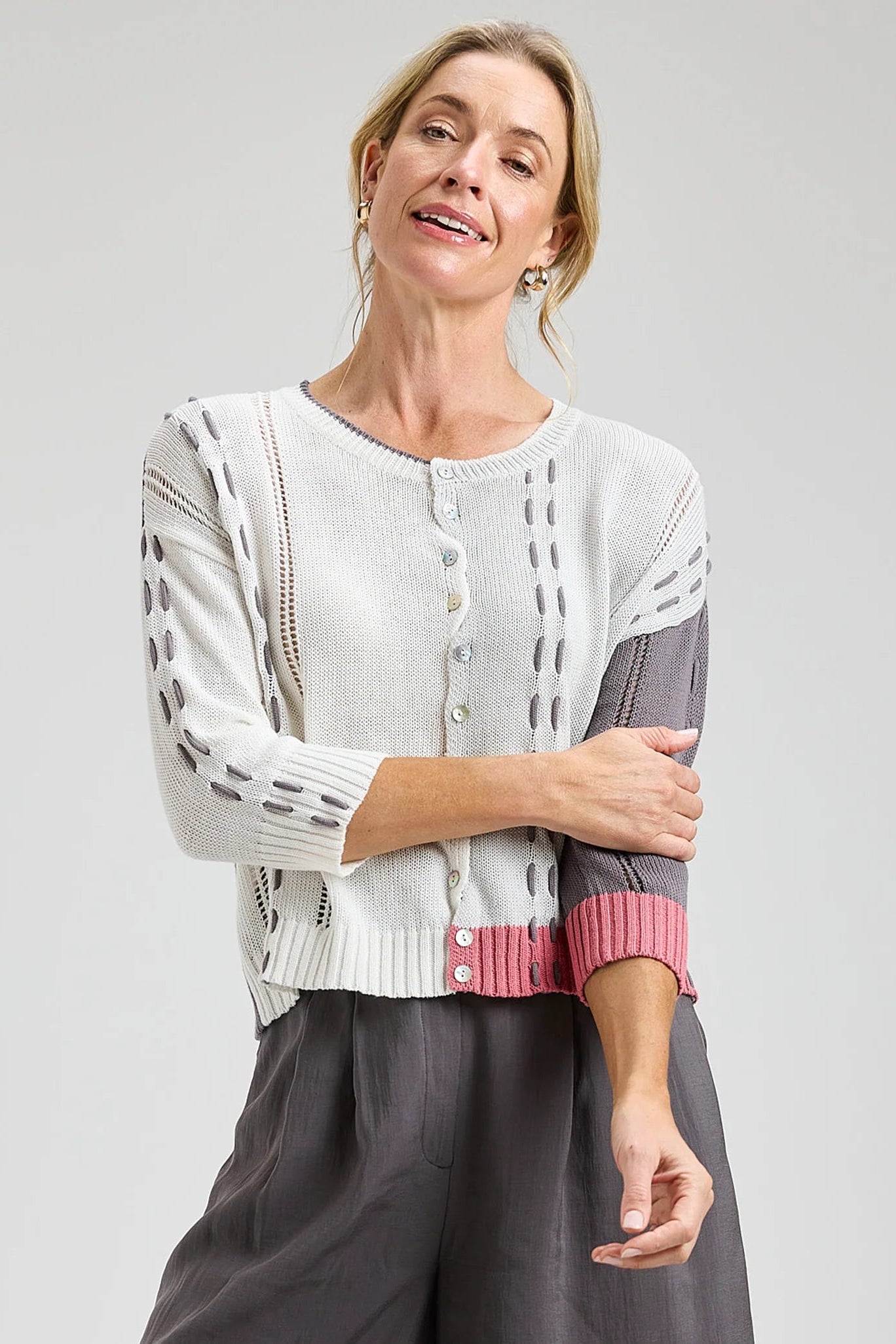 Z&P Threaded Detail Cardigan Sweater