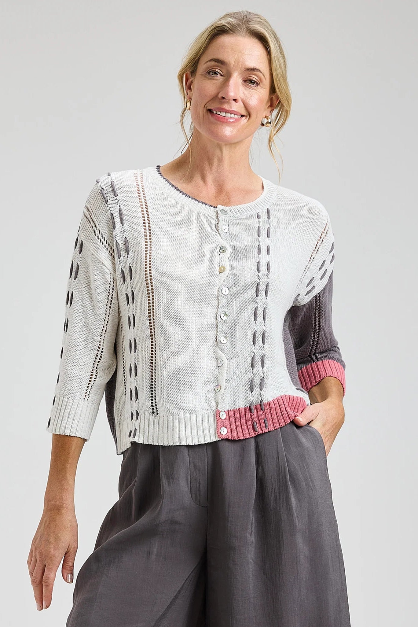 Z&P Threaded Detail Cardigan Sweater