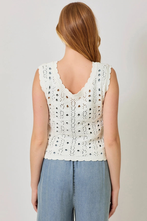 Scalloped Edge Crochet Knit Vest