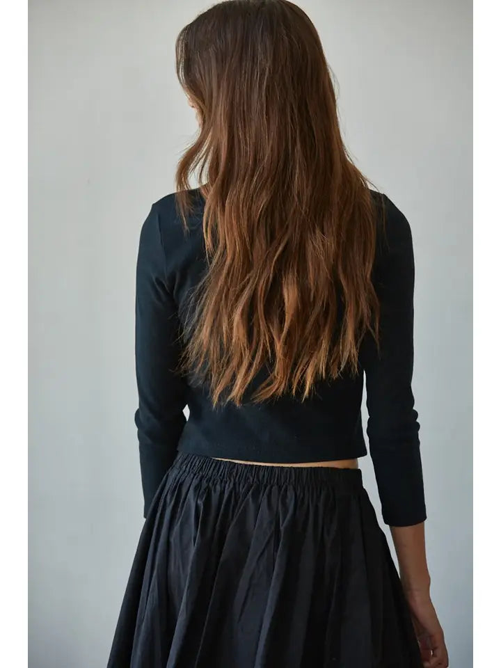 Cotton Ribbed Knit Cardi