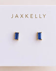 JK Baguette Sapphire Gold Earrings
