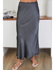 Charcoal Silky Slip Skirt