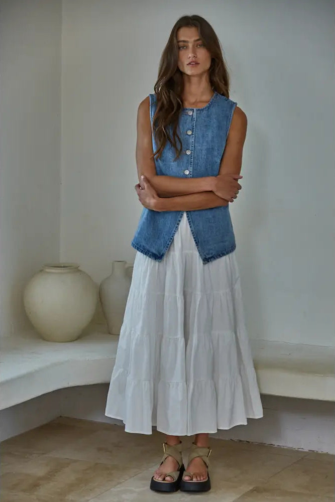 Denim Button Down Vest