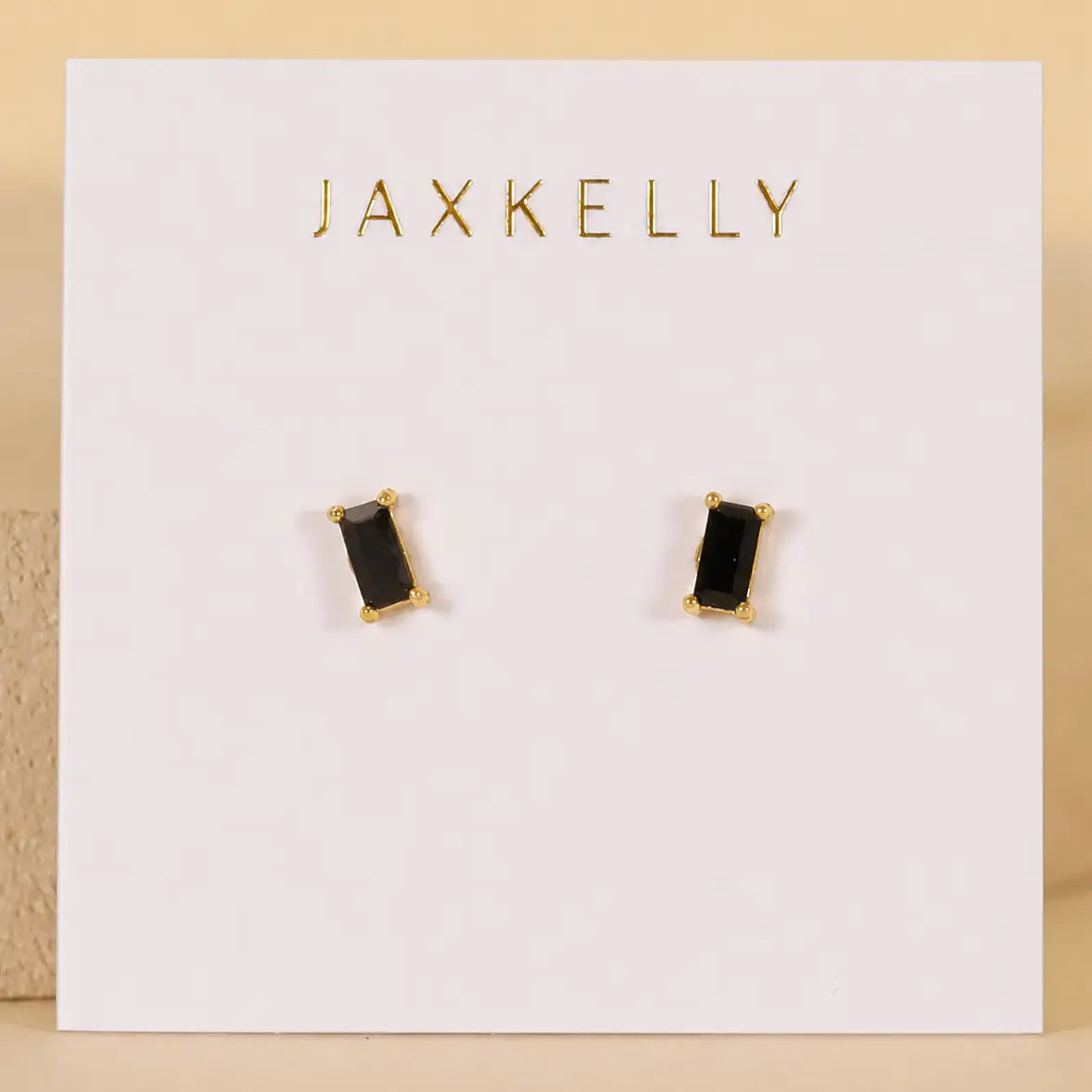 JK Baguette Black Gold Earrings