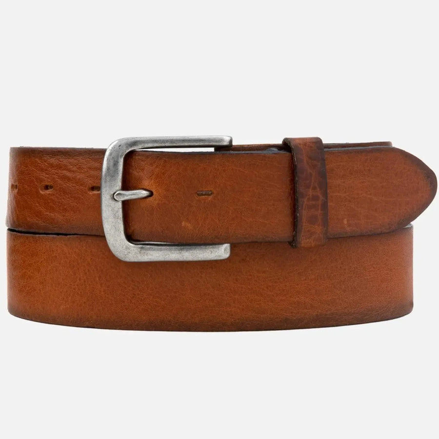 Ari Unisex Vintage Leather Belt-Camel