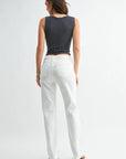 JBD Mid Rise Stovepipe Straight Leg Off White Jeans