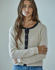 Natural Knit Cotton Cardigan Sweater