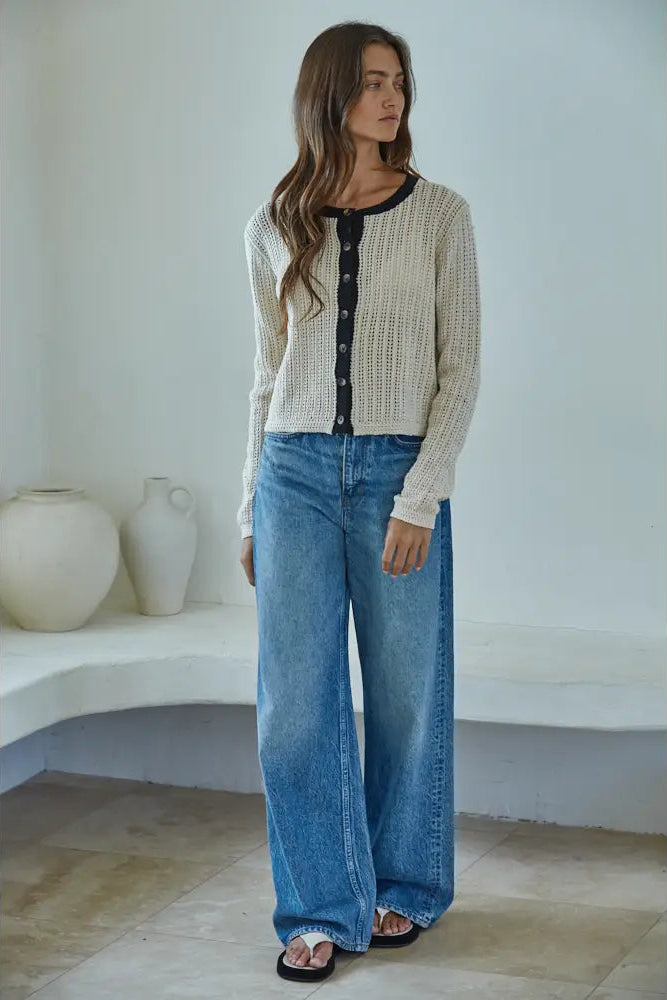 Natural Knit Cotton Cardigan Sweater