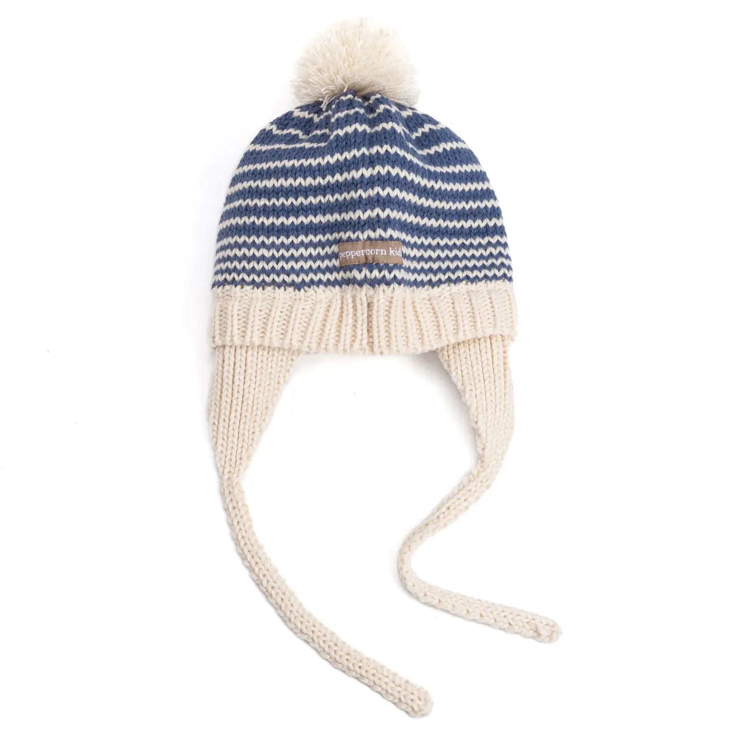 Kids Earflap Winter Striped Blue Hat