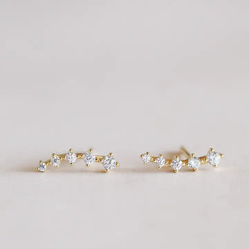 JK Crawler: White CZ Gold Earrings