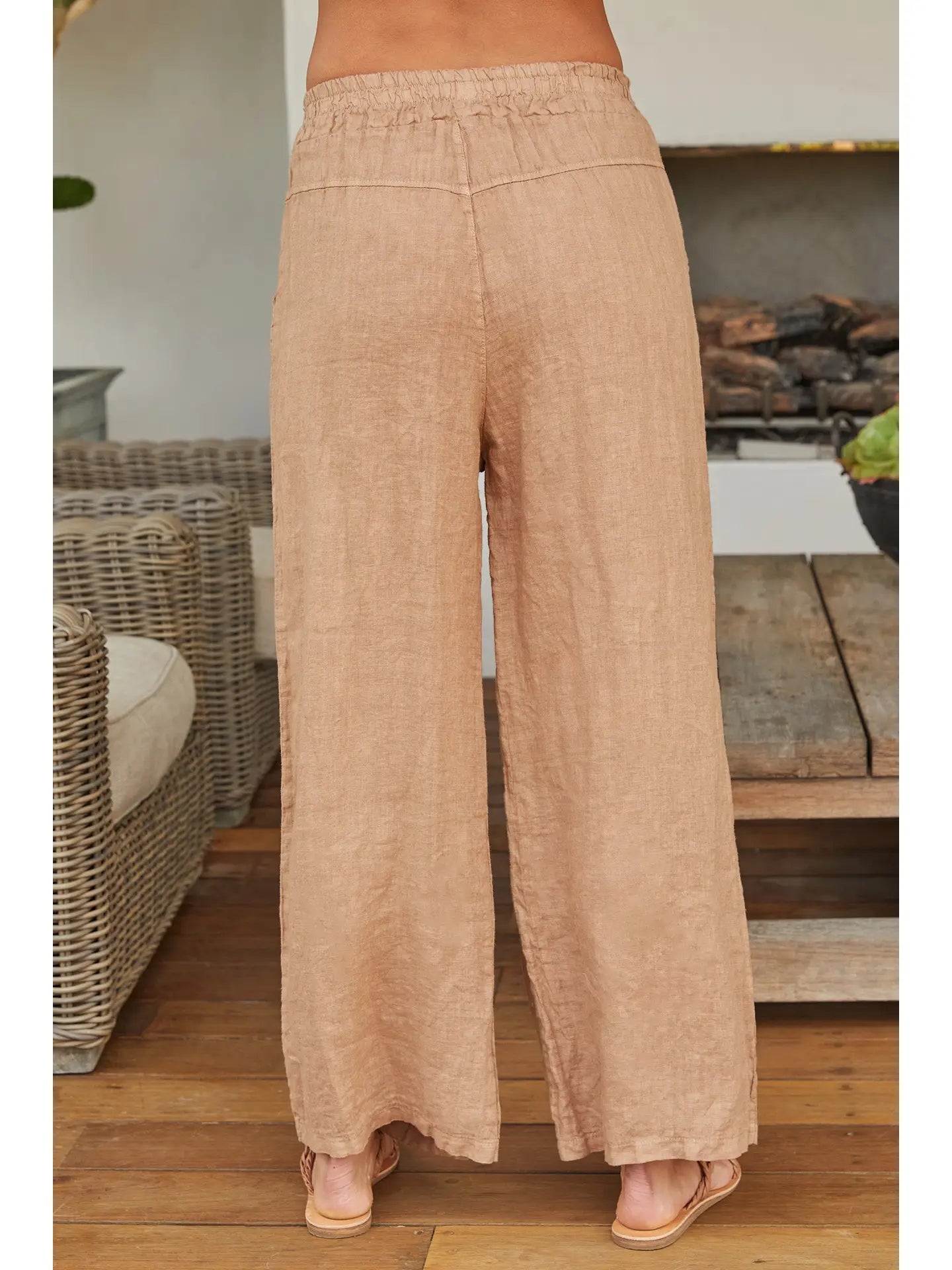 Coco Italian Linen Tie Waist Pants with Pockets
