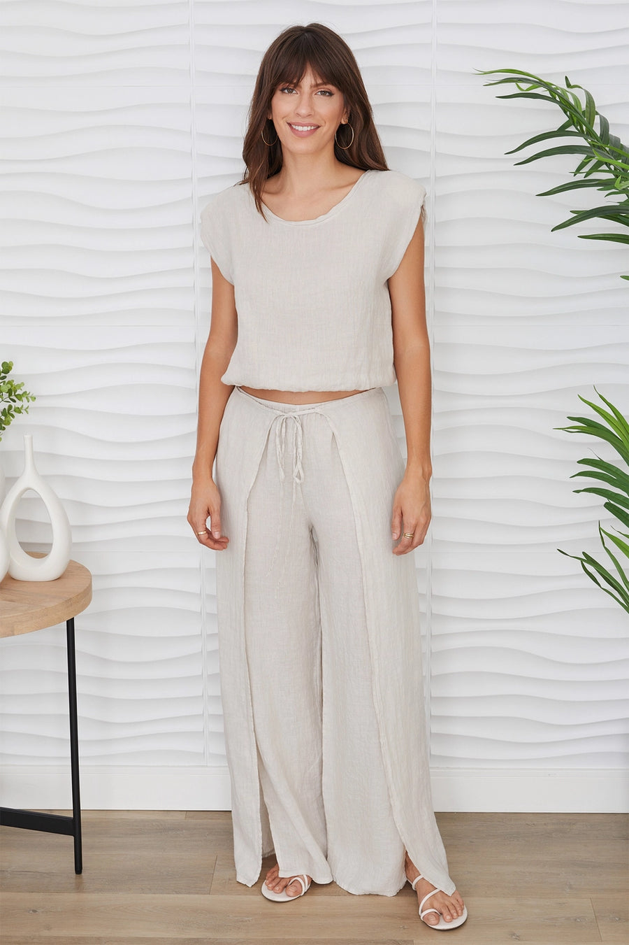 Side Panel Linen Pants