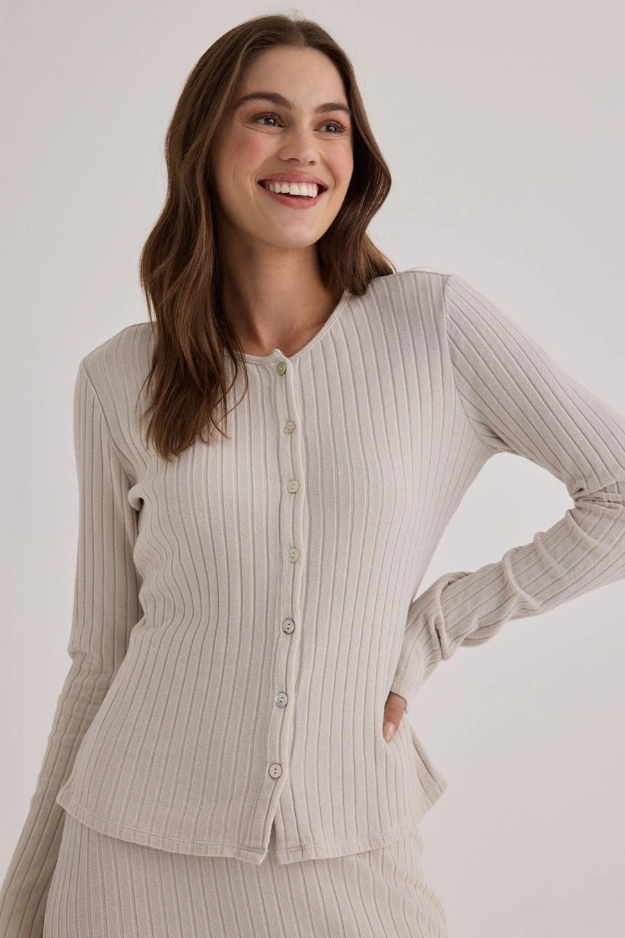 Bella Dahl Moonstone Long Sleeve Ribbed Cardigan