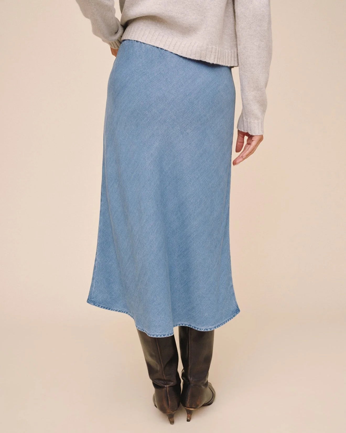 Bella Dahl Bias Skirt With Tie-Indigo Harbor Wash
