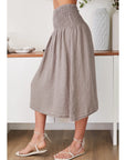 Linen Shirred Waist A-Line Skirt