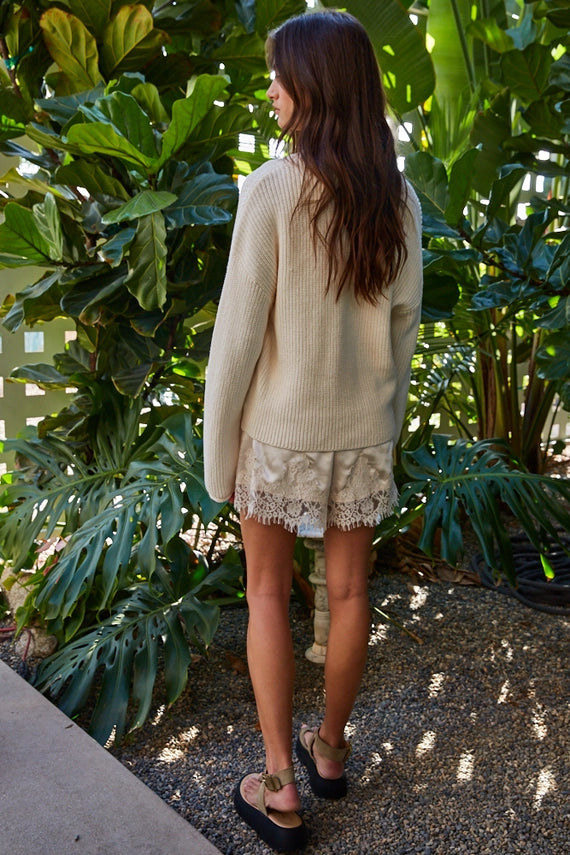 Cotton Knit Long Sleeve V-Neck Cardi