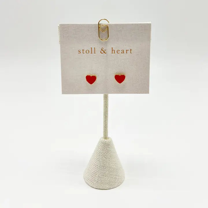 Stoll & Heart Red Enamel Heart Studs