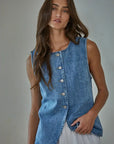 Denim Button Down Vest
