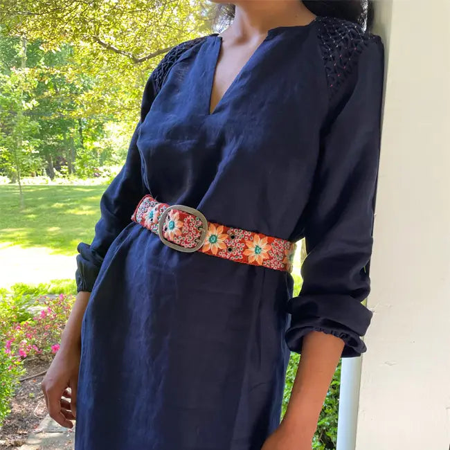 Jenny Krauss Buds and Blooms Floral Embroidered Wool Belt